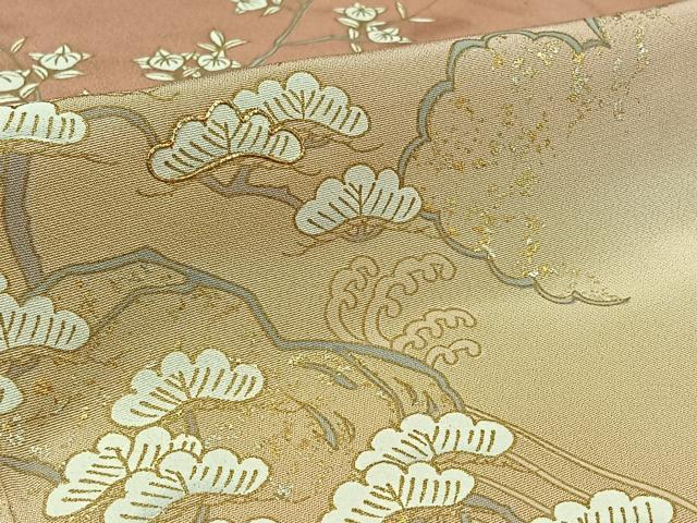 平和屋着物▽訪問着 単衣 駒刺繍 松竹梅文 暈し染め 金糸 金銀彩 正絹 逸品 AABC6166jh