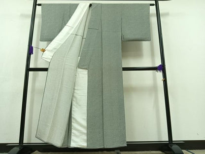 平和屋着物▽上質な小紋 単衣 鹿の子文様 鬼しぼ縮緬 正絹 逸品 AABC6167jh
