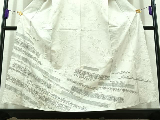 平和屋着物▽訪問着 本場大島紬 単衣 中国三大刺繍 汕頭刺繍 スワトウ刺繍 草花文 正絹 逸品 AABC6170jh