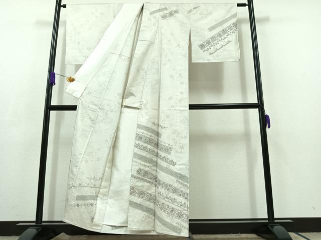 平和屋着物▽訪問着 本場大島紬 単衣 中国三大刺繍 汕頭刺繍 スワトウ刺繍 草花文 正絹 逸品 AABC6170jh