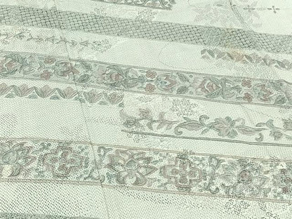 平和屋着物▽訪問着 本場大島紬 単衣 中国三大刺繍 汕頭刺繍 スワトウ刺繍 草花文 正絹 逸品 AABC6170jh