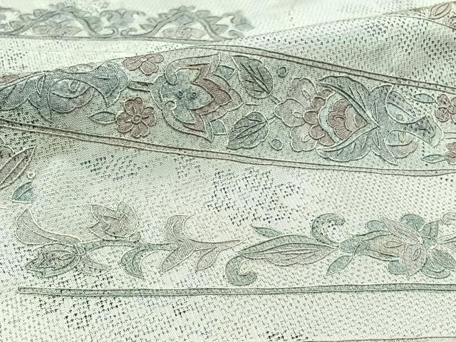 平和屋着物▽訪問着 本場大島紬 単衣 中国三大刺繍 汕頭刺繍 スワトウ刺繍 草花文 正絹 逸品 AABC6170jh