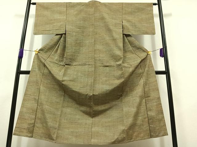 平和屋着物▽上質な紬　単衣　縞　正絹　逸品　AABC6174jh
