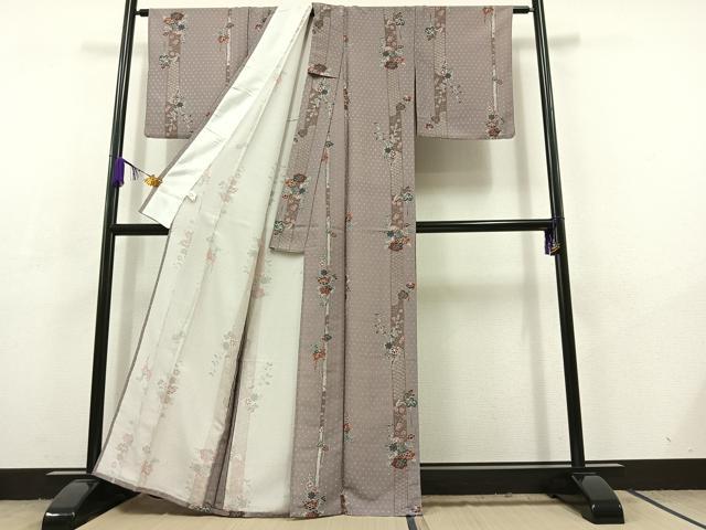 平和屋着物▽小紋 単衣 花間道 洗える着物 AABC6176jh