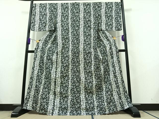 平和屋着物▽小紋 単衣 草花文 洗える着物 AABC6177jh