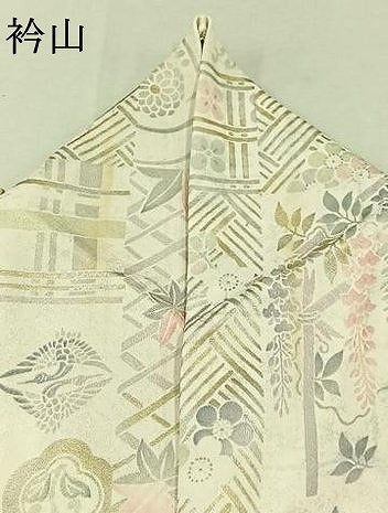 平和屋着物▽上質な小紋 単衣 吉祥花文 金銀彩 正絹 逸品 AABC6178jh