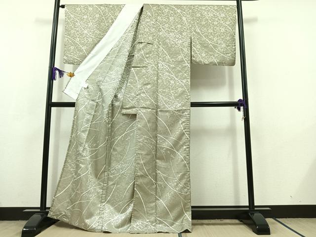 平和屋着物▽小紋 単衣 草花文 洗える着物 AABC6179jh