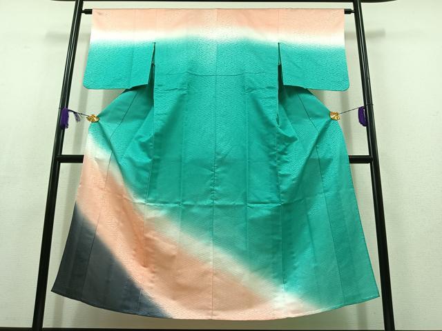 平和屋着物▽訪問着 単衣 霞文 暈し染め 洗える着物 AABC6181jh
