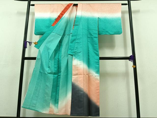 平和屋着物▽訪問着 単衣 霞文 暈し染め 洗える着物 AABC6181jh