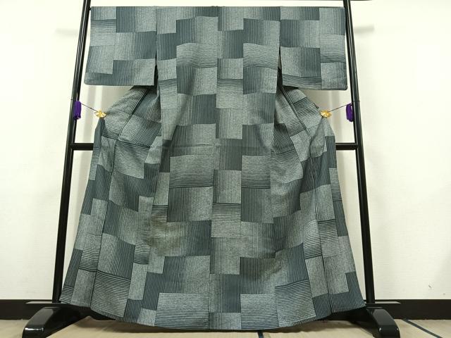 平和屋着物▽小紋 単衣 色紙重ね文 洗える着物 AABC6183jh