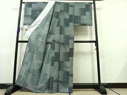 平和屋着物▽小紋 単衣 色紙重ね文 洗える着物 AABC6183jh