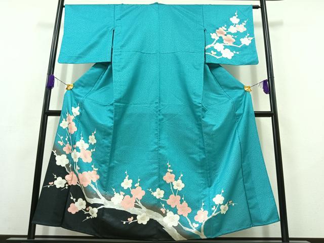 平和屋着物▽訪問着 単衣 枝梅文 暈し染め 金彩 洗える着物 AABC6184jh