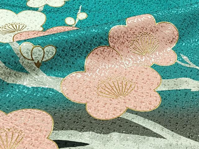 平和屋着物▽訪問着 単衣 枝梅文 暈し染め 金彩 洗える着物 AABC6184jh