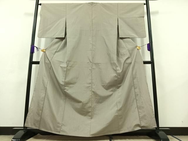平和屋着物▽上質な紬 単衣 縞 正絹 逸品 AABC6185jh