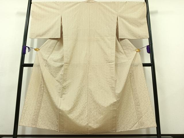 平和屋着物▽上質な紬 単衣 もじり織 勝虫 白根澤謹製 正絹 逸品 AABC6186jh