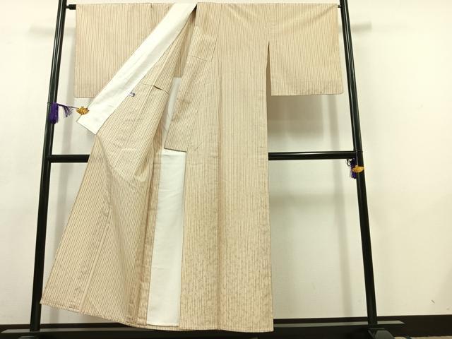 平和屋着物▽上質な紬 単衣 もじり織 勝虫 白根澤謹製 正絹 逸品 AABC6186jh