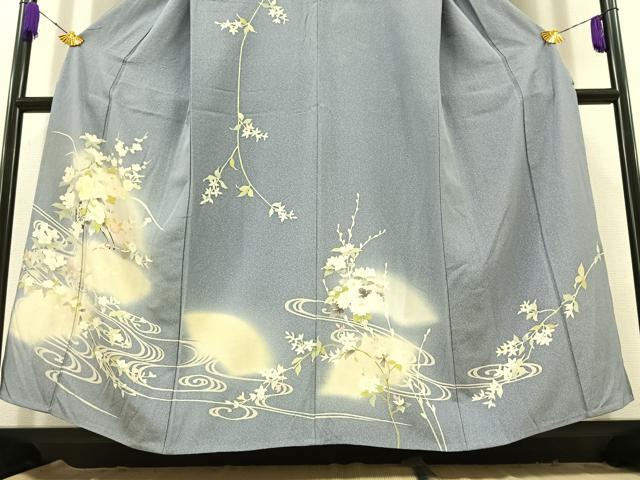 平和屋着物▽訪問着 単衣 流水花車文 暈し染め 正絹 逸品 AABC6187jh