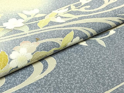 平和屋着物▽訪問着 単衣 流水花車文 暈し染め 正絹 逸品 AABC6187jh