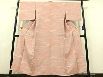 平和屋着物▽上質な小紋　単衣　霞文　暈し染め　正絹　逸品　AABC6188jh