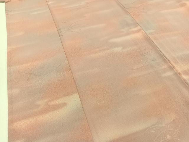 平和屋着物▽上質な小紋　単衣　霞文　暈し染め　正絹　逸品　AABC6188jh