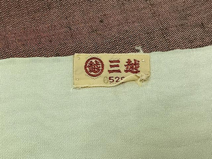 平和屋着物▽上質な紬　単衣　市松文様　三越扱い　正絹　逸品　AABC6191jh