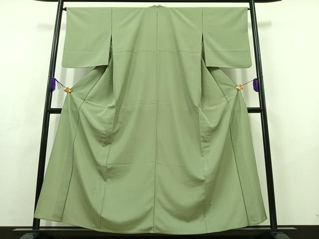 平和屋着物▽上質な色無地 単衣 薄萌葱色 正絹 逸品 AABC6192jh