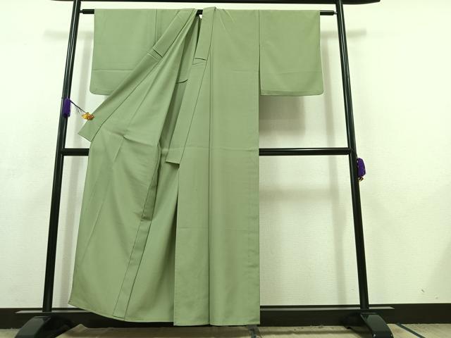 平和屋着物▽上質な色無地 単衣 薄萌葱色 正絹 逸品 AABC6192jh