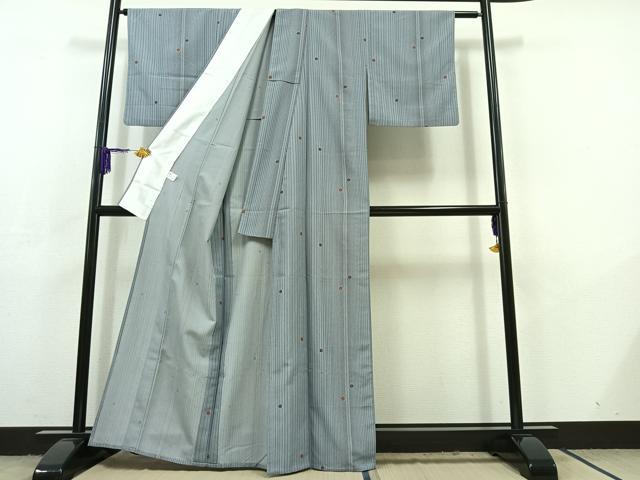 平和屋着物▽小紋 単衣 舞花文 洗える着物 AABC6194jh