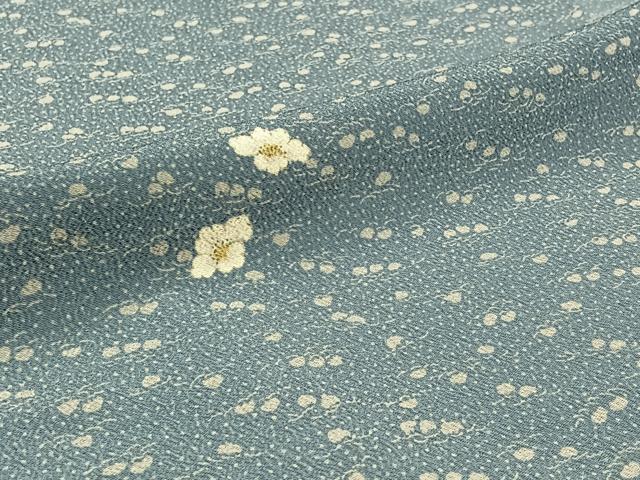 平和屋着物▽小紋 単衣 舞花文 鬼しぼ縮緬 洗える着物 AABC6195jh