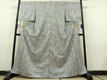 平和屋着物▽小紋 単衣 流水文 洗える着物 AABC6196jh