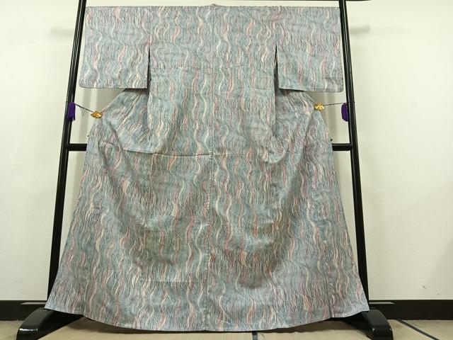 平和屋着物▽小紋 単衣 流水文 洗える着物 AABC6196jh