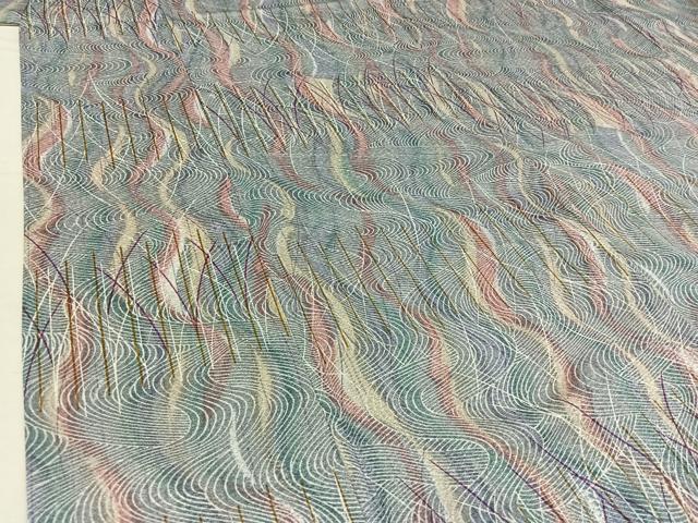 平和屋着物▽小紋 単衣 流水文 洗える着物 AABC6196jh