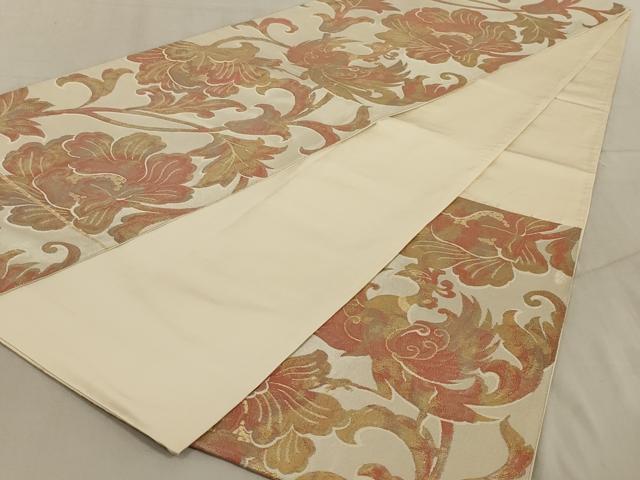 平和屋着物◎六通柄袋帯　更紗花文　金糸　正絹　逸品　AABC6204ou