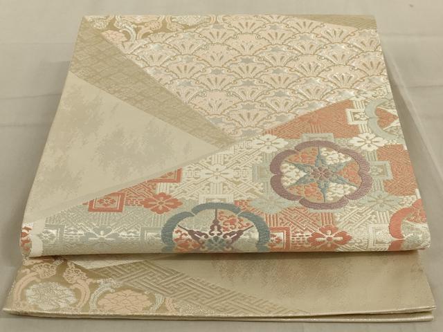 平和屋着物◎六通柄袋帯　唐織　吉祥花文　金銀糸　正絹　逸品　AABC6205ou