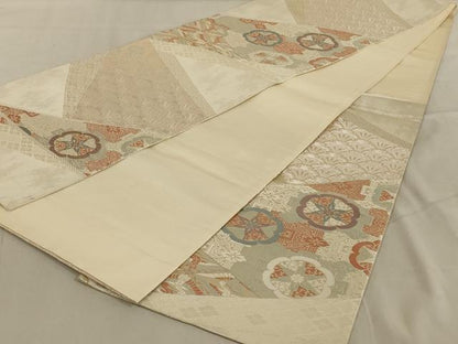 平和屋着物◎六通柄袋帯　唐織　吉祥花文　金銀糸　正絹　逸品　AABC6205ou