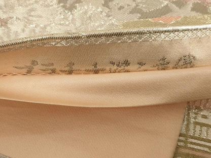 平和屋着物◎六通柄袋帯 風景文 プラチナ箔二重織 正絹 逸品 AABC6207ou