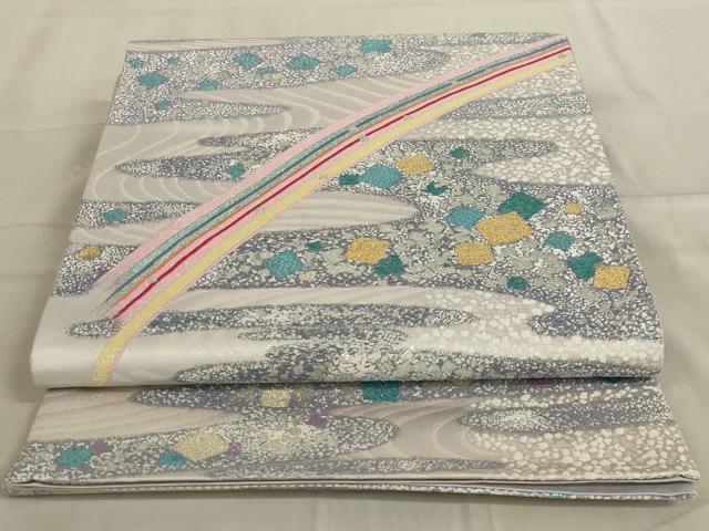 平和屋着物◎六通柄袋帯 箔散らし文様 金銀糸 正絹 逸品 AABC6218ou