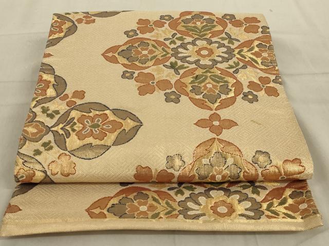 平和屋着物◎佐賀錦　六通柄袋帯　舞花文　金糸　正絹　逸品　AABC6237ou