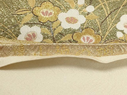 平和屋着物▼六通柄袋帯　遠山菊の調　金糸　正絹　逸品　AABC6549wj