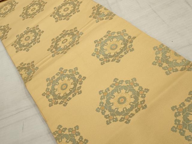平和屋着物▼全通柄　本袋帯　吉祥花文　金糸　正絹　逸品　AABC6554wj
