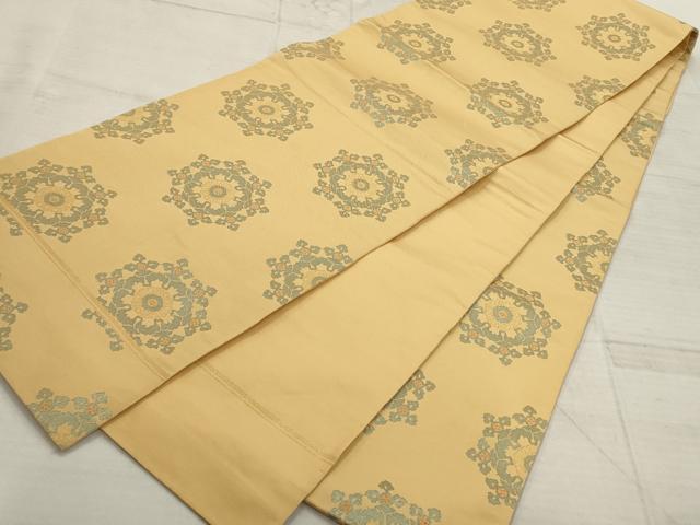 平和屋着物▼全通柄　本袋帯　吉祥花文　金糸　正絹　逸品　AABC6554wj