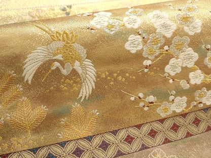 平和屋着物▼六通柄袋帯　王朝蒔絵　金銀糸　正絹　逸品　AABC6647wj