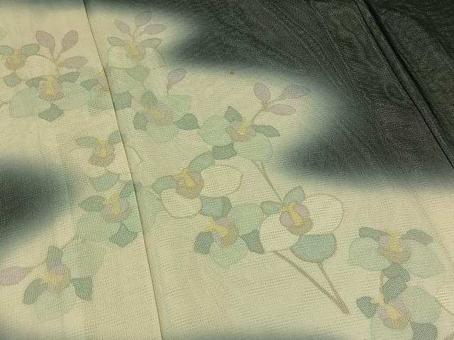 平和屋着物▽訪問着 無双 紗袷 紗×絽 作家物 道長花文 正絹 逸品 AABC6761jh