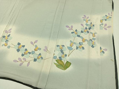 平和屋着物▽訪問着 無双 紗袷 紗×絽 作家物 道長花文 正絹 逸品 AABC6761jh