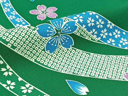 平和屋着物▽小紋 単衣 舞桜文 洗える着物 AABC6762jh