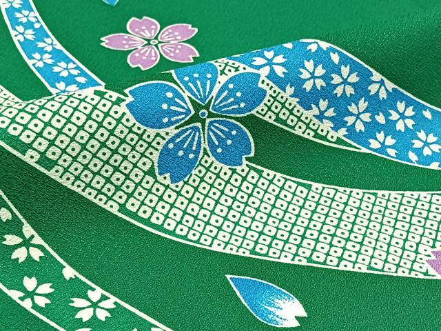 平和屋着物▽小紋 単衣 舞桜文 洗える着物 AABC6762jh