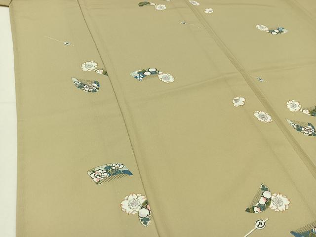 平和屋着物▽小紋 単衣 舞花文 洗える着物 AABC6763jh