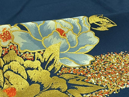 平和屋着物▽訪問着 単衣 草花文 金彩 洗える着物 AABC6765jh