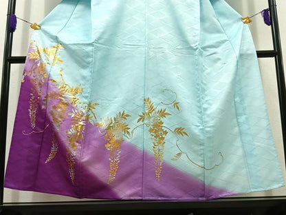 平和屋着物▽訪問着 単衣 藤花房 金銀彩 洗える着物 AABC6766jh