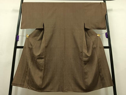 平和屋着物▽男性 紬 単衣 縞 正絹 逸品 AABC6769jh